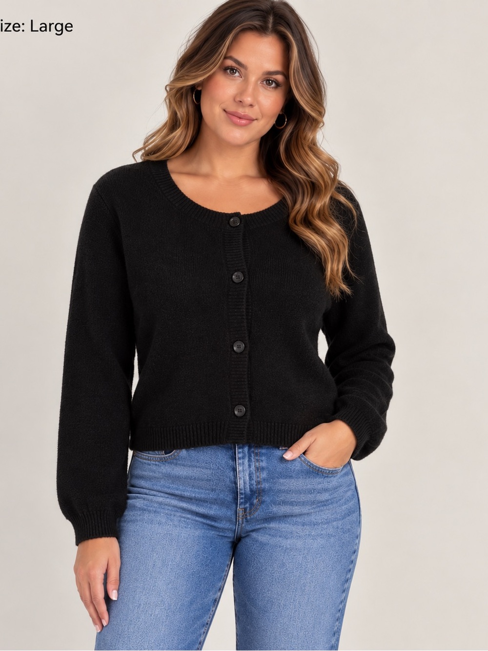 Black Button-Front Sweater